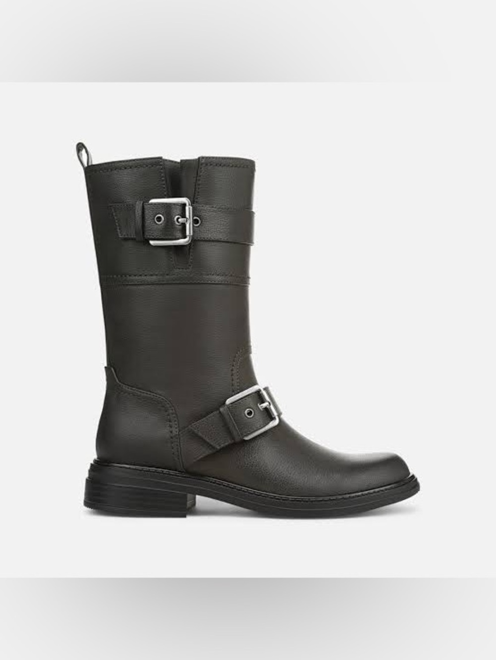 Naturalizer Latoya Mid-Shaft Moto Boot Steel Grey Women's Size US 6.5 Buckle